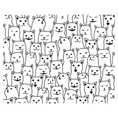 Funny Cat Pattern Organic Style Minimalist On White Background Double Sided Flano Blanket (medium)  by genx