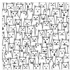 Funny Cat Pattern Organic Style Minimalist On White Background Large Satin Scarf (square) by genx