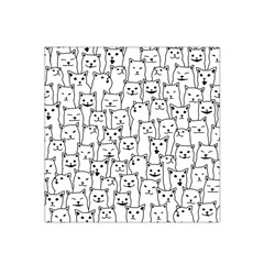 Funny Cat Pattern Organic Style Minimalist On White Background Satin Bandana Scarf by genx