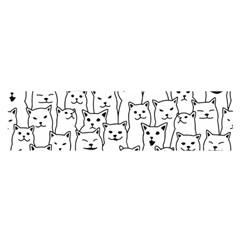 Funny Cat Pattern Organic Style Minimalist On White Background Satin Scarf (oblong) by genx