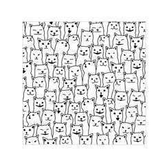 Funny Cat Pattern Organic Style Minimalist On White Background Small Satin Scarf (square) by genx