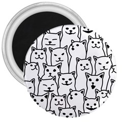 Funny Cat Pattern Organic Style Minimalist On White Background 3  Magnets by genx