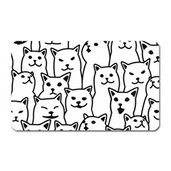 Funny Cat Pattern Organic Style Minimalist On White Background Magnet (rectangular) by genx