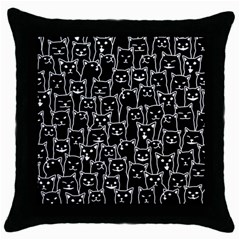 Funny Cat Pattern Organic Style Minimalist On Black Background Throw Pillow Case (black) by genx