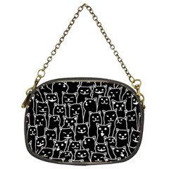 Funny Cat Pattern Organic Style Minimalist On Black Background Chain Purse (two Sides) by genx