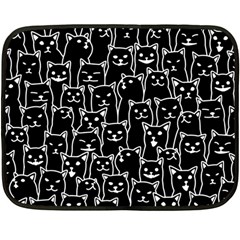 Funny Cat Pattern Organic Style Minimalist On Black Background Fleece Blanket (mini) by genx