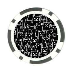 Funny Cat Pattern Organic Style Minimalist On Black Background Poker Chip Card Guard (10 Pack) by genx