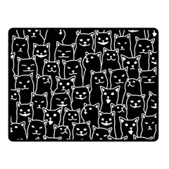 Funny Cat Pattern Organic Style Minimalist On Black Background Fleece Blanket (small) by genx