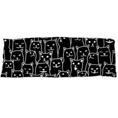 Funny Cat Pattern Organic Style Minimalist On Black Background Body Pillow Case Dakimakura (two Sides) by genx