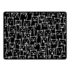 Funny Cat Pattern Organic Style Minimalist On Black Background Double Sided Fleece Blanket (small)  by genx