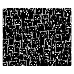 Funny Cat Pattern Organic Style Minimalist On Black Background Double Sided Flano Blanket (small)  by genx