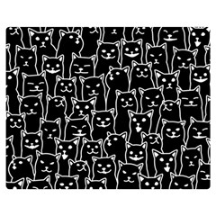 Funny Cat Pattern Organic Style Minimalist On Black Background Double Sided Flano Blanket (medium)  by genx