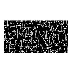 Funny Cat Pattern Organic Style Minimalist On Black Background Satin Wrap by genx