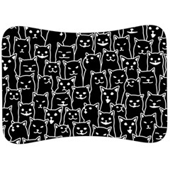 Funny Cat Pattern Organic Style Minimalist On Black Background Velour Seat Head Rest Cushion by genx