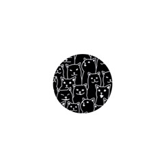 Funny Cat Pattern Organic Style Minimalist On Black Background 1  Mini Buttons by genx