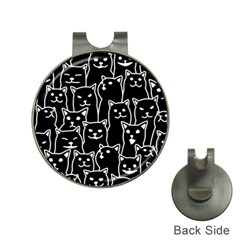 Funny Cat Pattern Organic Style Minimalist On Black Background Hat Clips With Golf Markers by genx