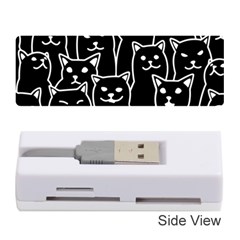 Funny Cat Pattern Organic Style Minimalist On Black Background Memory Card Reader (stick) by genx