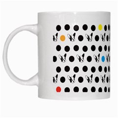 Boston Terrier Dog Pattern With Rainbow And Black Polka Dots White Mugs by genx