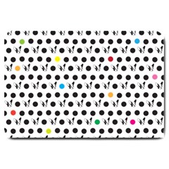 Boston Terrier Dog Pattern With Rainbow And Black Polka Dots Large Doormat  by genx