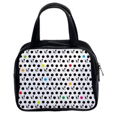 Boston Terrier Dog Pattern With Rainbow And Black Polka Dots Classic Handbag (two Sides) by genx