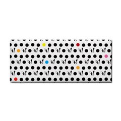 Boston Terrier Dog Pattern With Rainbow And Black Polka Dots Hand Towel by genx