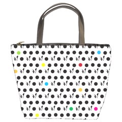 Boston Terrier Dog Pattern With Rainbow And Black Polka Dots Bucket Bag by genx