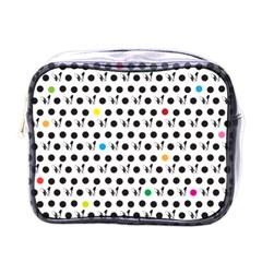 Boston Terrier Dog Pattern With Rainbow And Black Polka Dots Mini Toiletries Bag (one Side) by genx