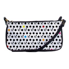 Boston Terrier Dog Pattern With Rainbow And Black Polka Dots Shoulder Clutch Bag by genx