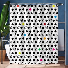 Boston Terrier Dog Pattern With Rainbow And Black Polka Dots Shower Curtain 60  X 72  (medium)  by genx