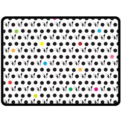 Boston Terrier Dog Pattern With Rainbow And Black Polka Dots Double Sided Fleece Blanket (large)  by genx