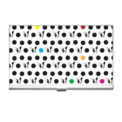 Boston Terrier Dog Pattern With Rainbow And Black Polka Dots Business Card Holder by genx