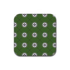 Logo Kekistan Pattern Elegant With Lines On Green Background Rubber Coaster (square) by snek