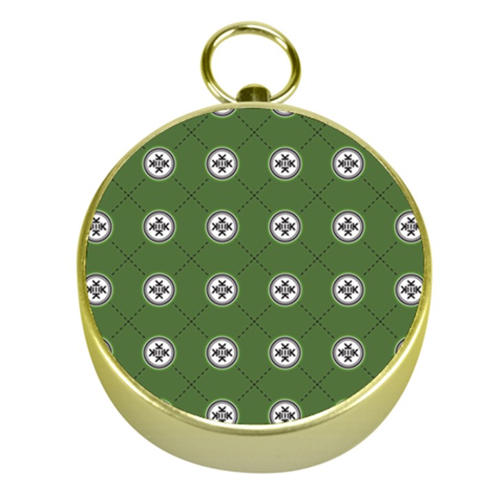 Logo Kekistan Pattern Elegant with lines on green background Gold Compasses