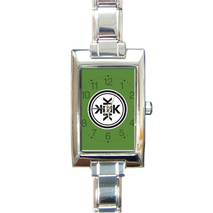 Official Logo Kekistan Circle Green And Black on dark green background Rectangle Italian Charm Watch