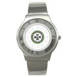 Official Logo Kekistan Circle Green And Black Stainless Steel Watch Front