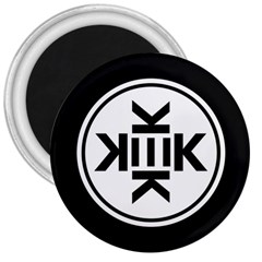 Official Logo Kekistan Circle Black And White 3  Magnets by snek