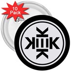 Official Logo Kekistan Circle Black and White 3  Buttons (10 pack)  Front