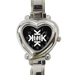 Official Logo Kekistan Circle Black and White on black background Heart Italian Charm Watch Front