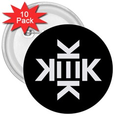 Official Logo Kekistan Circle Black And White On Black Background 3  Buttons (10 Pack)  by snek