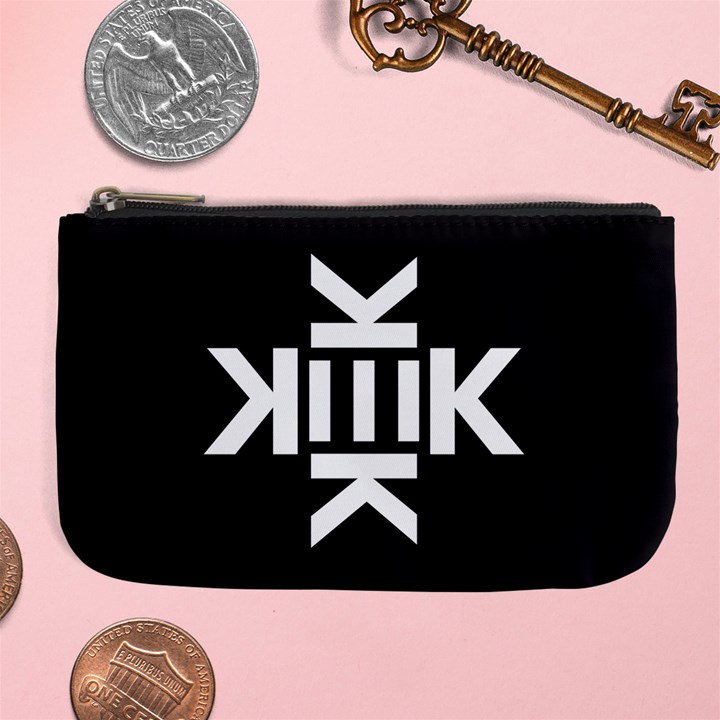 Official Logo Kekistan KEK Black and White on black background Large Coin Purse