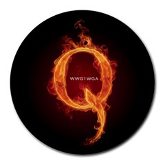 Qanon Letter Q Fire Effect Wwgowga Wwg1wga Round Mousepads by snek