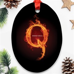 Qanon Letter Q Fire Effect Wwgowga Wwg1wga Ornament (oval) by snek