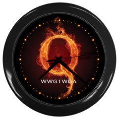 Qanon Letter Q Fire Effect Wwgowga Wwg1wga Wall Clock (black) by snek