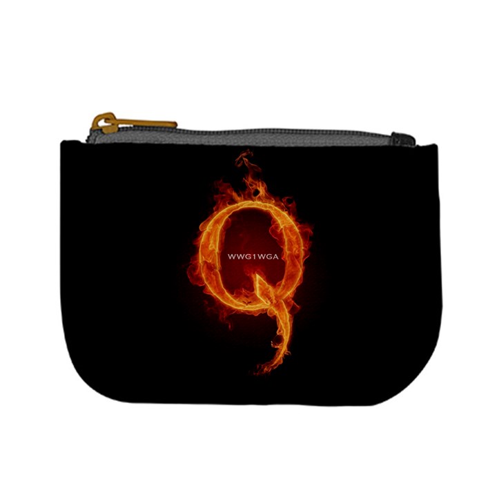 QAnon Letter Q Fire effect WWGOWGA WWG1WGA Mini Coin Purse