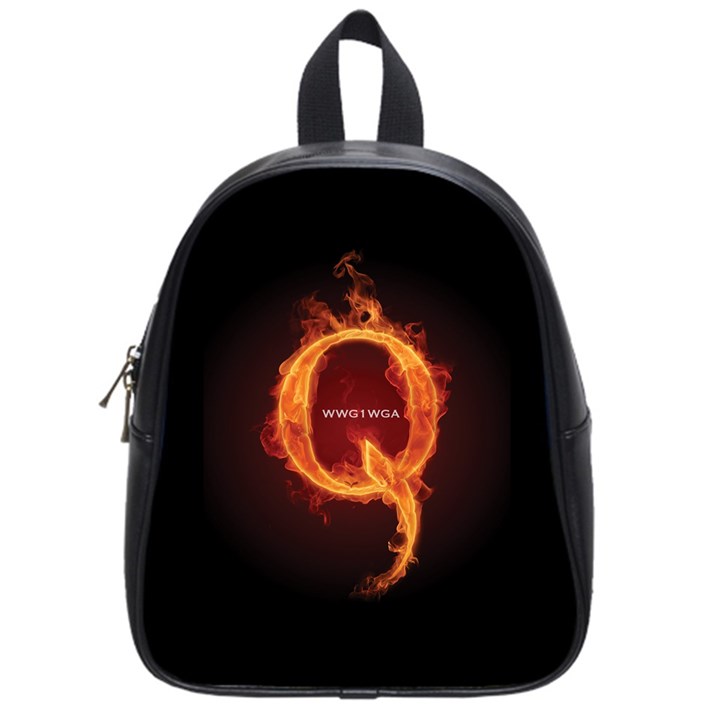 QAnon Letter Q Fire effect WWGOWGA WWG1WGA School Bag (Small)