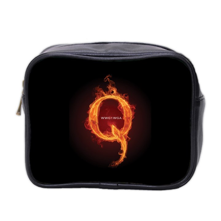 QAnon Letter Q Fire effect WWGOWGA WWG1WGA Mini Toiletries Bag (Two Sides)