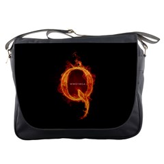 Qanon Letter Q Fire Effect Wwgowga Wwg1wga Messenger Bag by snek