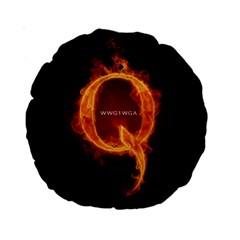 Qanon Letter Q Fire Effect Wwgowga Wwg1wga Standard 15  Premium Round Cushions by snek