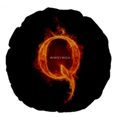 Qanon Letter Q Fire Effect Wwgowga Wwg1wga Large 18  Premium Round Cushions by snek