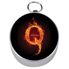 Qanon Letter Q Fire Effect Wwgowga Wwg1wga Silver Compasses by snek